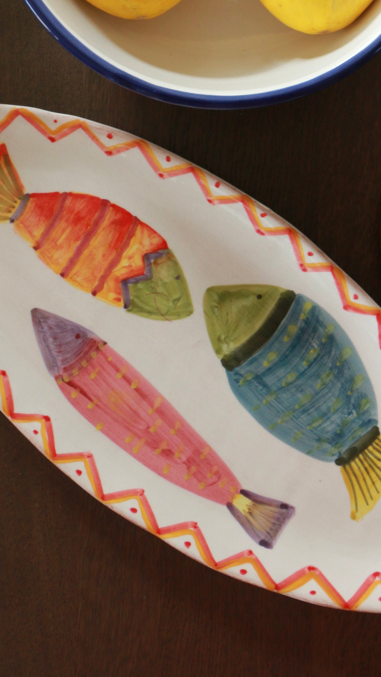 Hand-Painted Mid century modern Italian "Ceramiche Alfa" Fish Platter