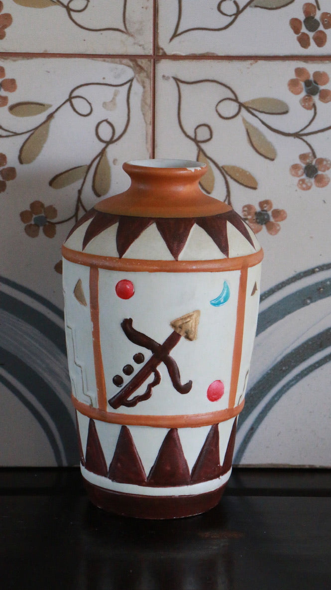 Vintage Hand-Painted Ceramic Art Deco Vase