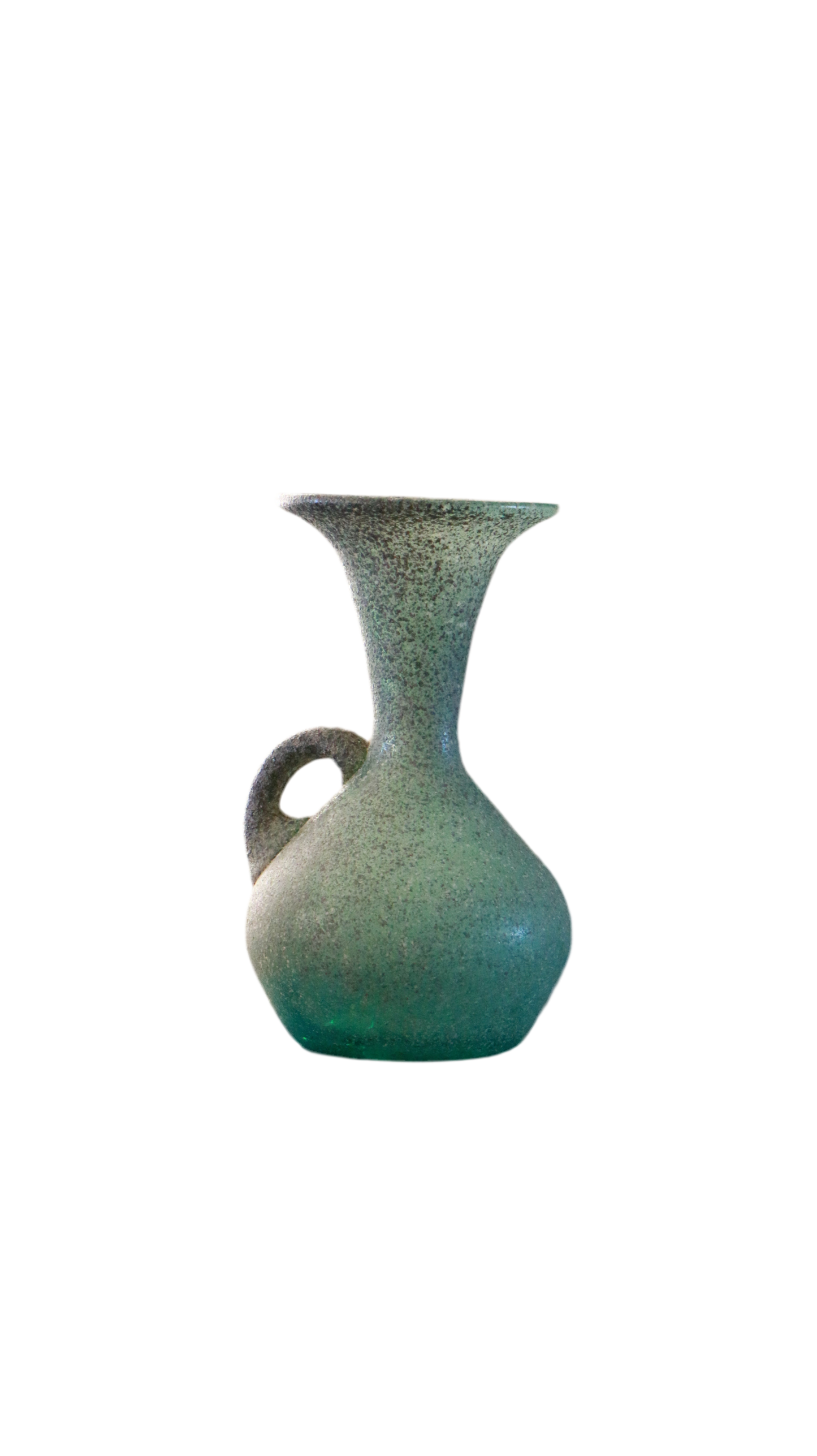Emerald Green Spanish Hand Blown Art Glass Mini Pitcher Vase