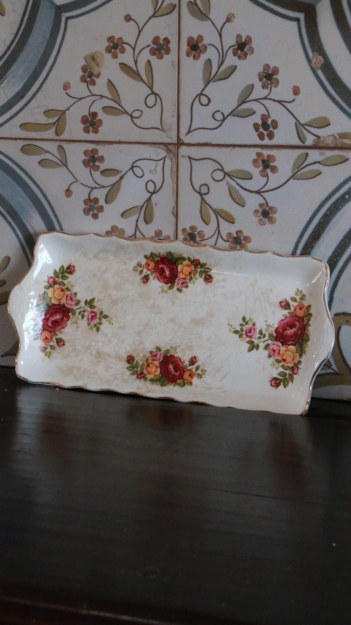 Old Foley James Kent Floral Cake Platter