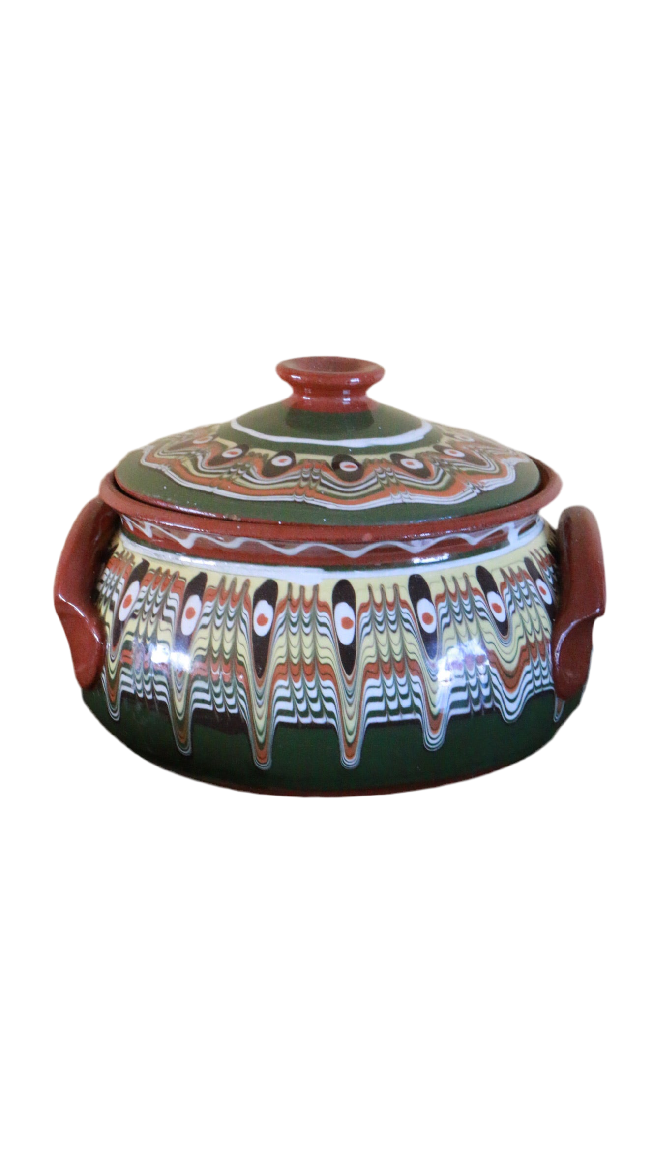Vintage Bulgarian Folk Casserole Pot – Handcrafted Ceramic