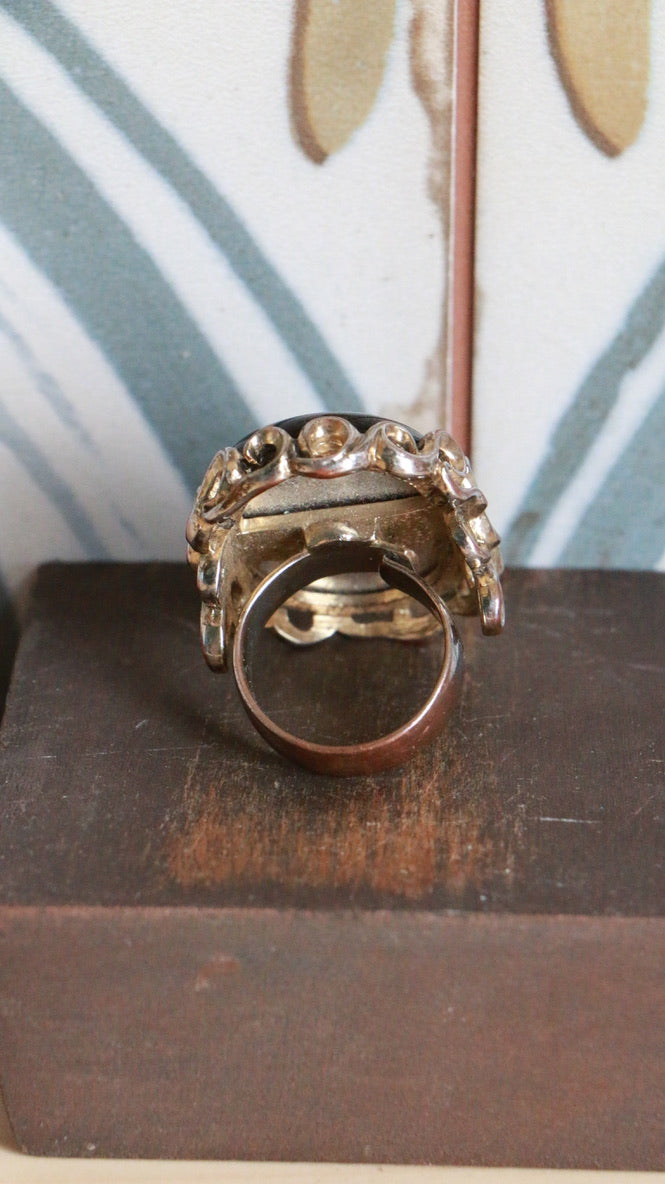 Vintage Amber Costume Ornate Statement Ring