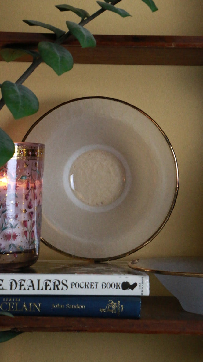 Vintage Frosted Glass Bowls with Gold Rim – Set of Two