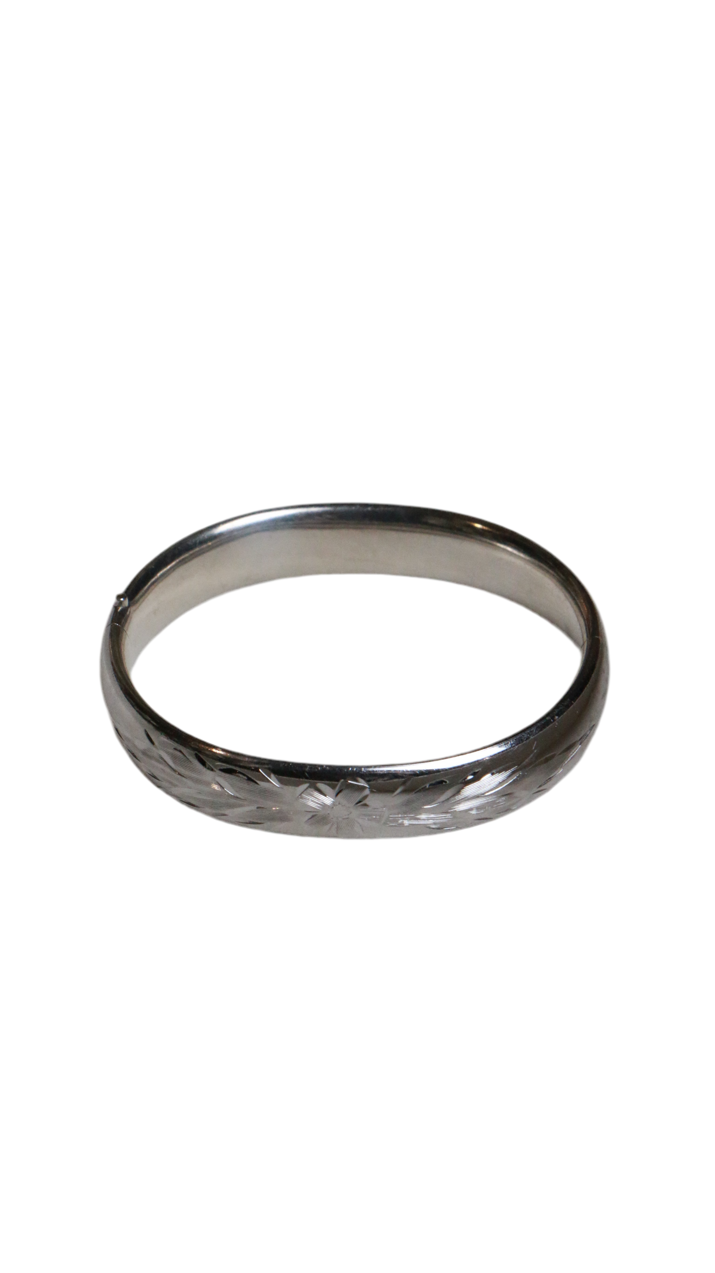 Vintage Sterling Silver Engraved Floral Bangle