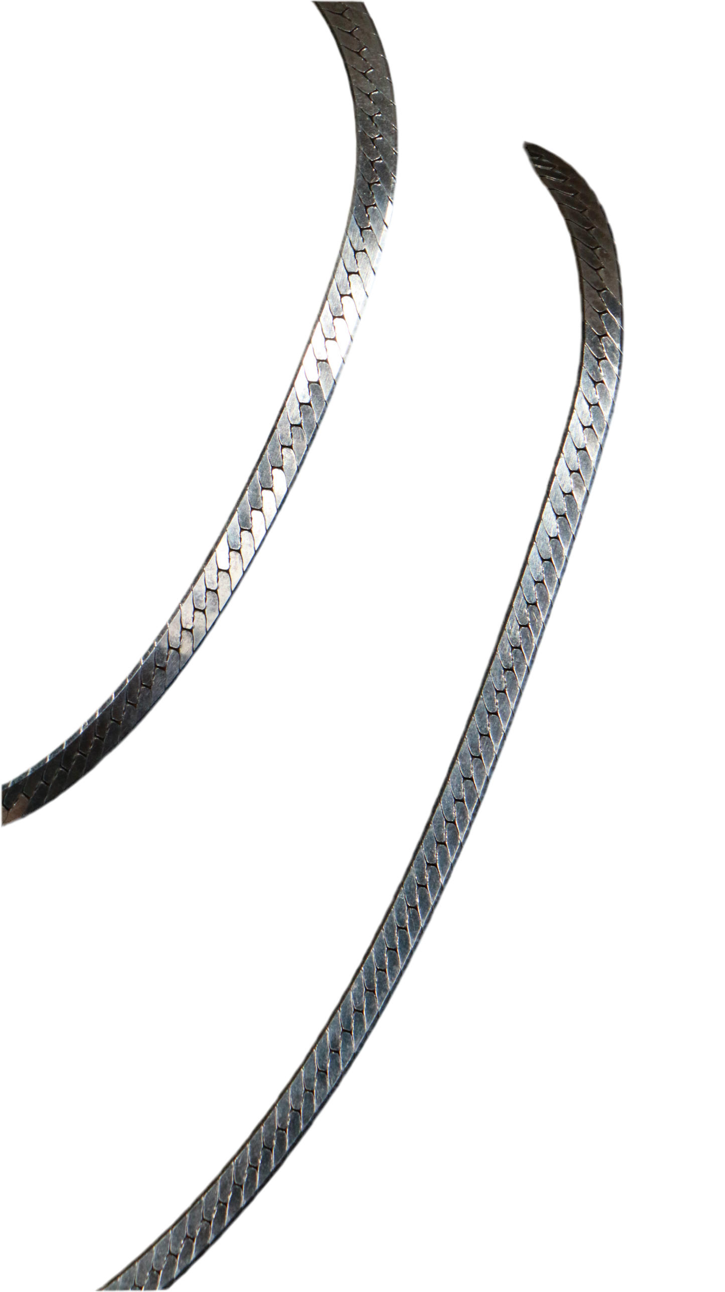 925 Italy Silver Long Herringbone Necklace