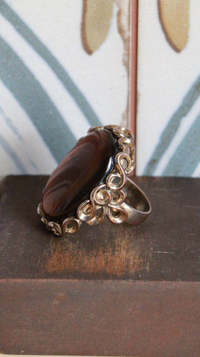 Vintage Amber Costume Ornate Statement Ring