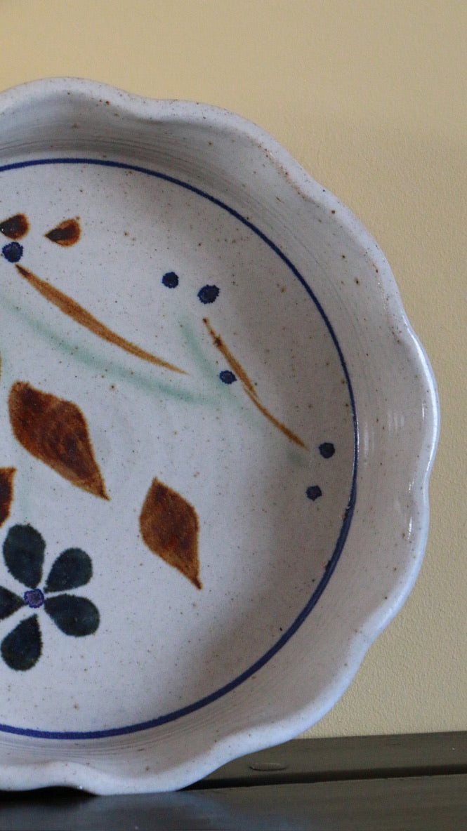 Vintage Hand-Painted Ceramic Pie Dish