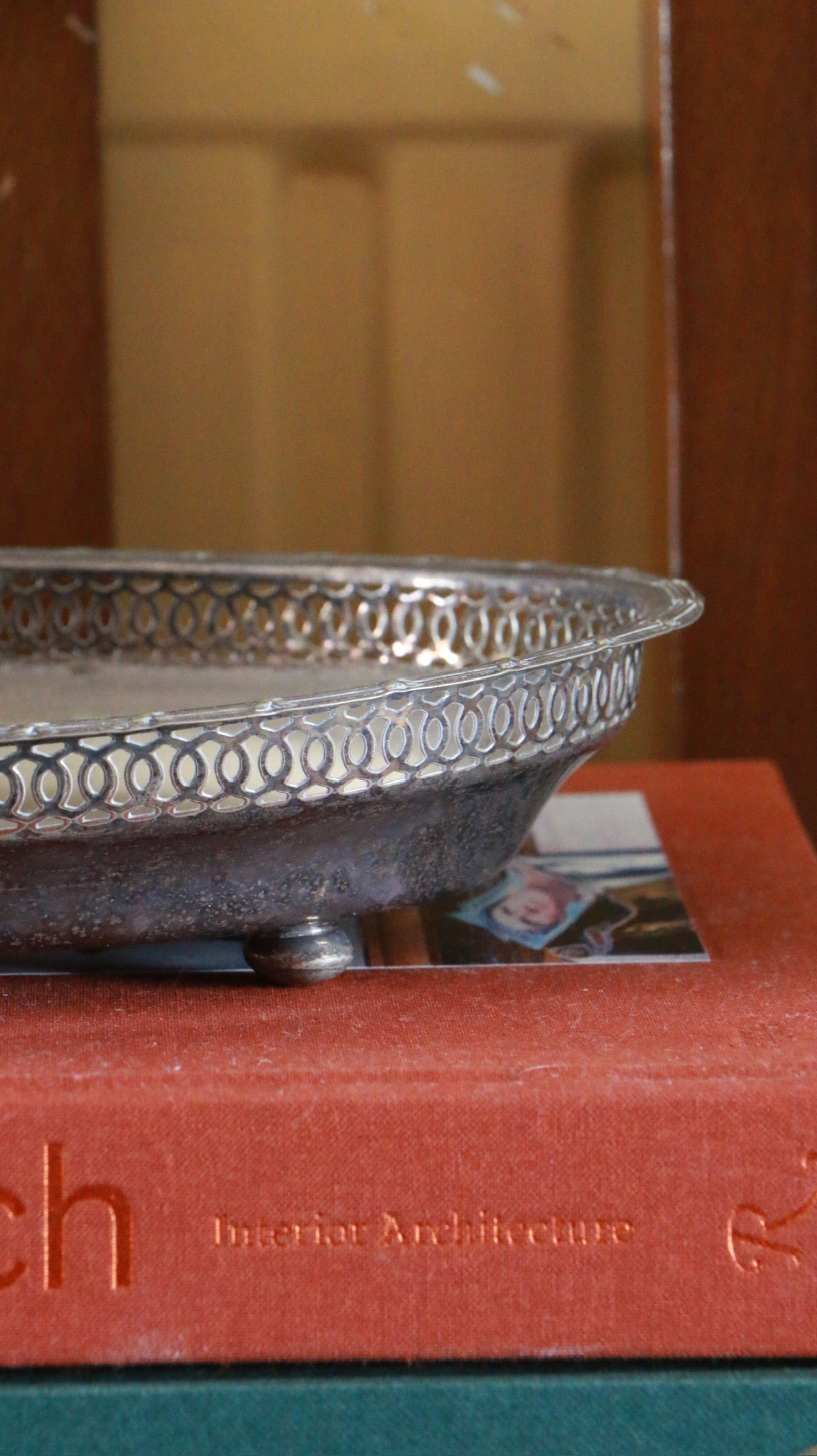 Vintage Silver-Plated Basket Dish with Handle