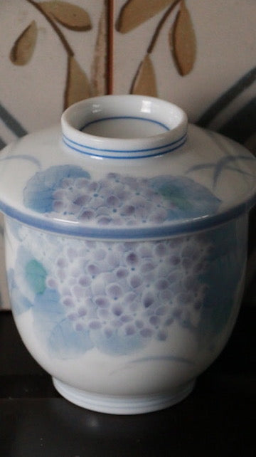 Vintage Japanese Porcelain Cup with Lid | Lavender Motif