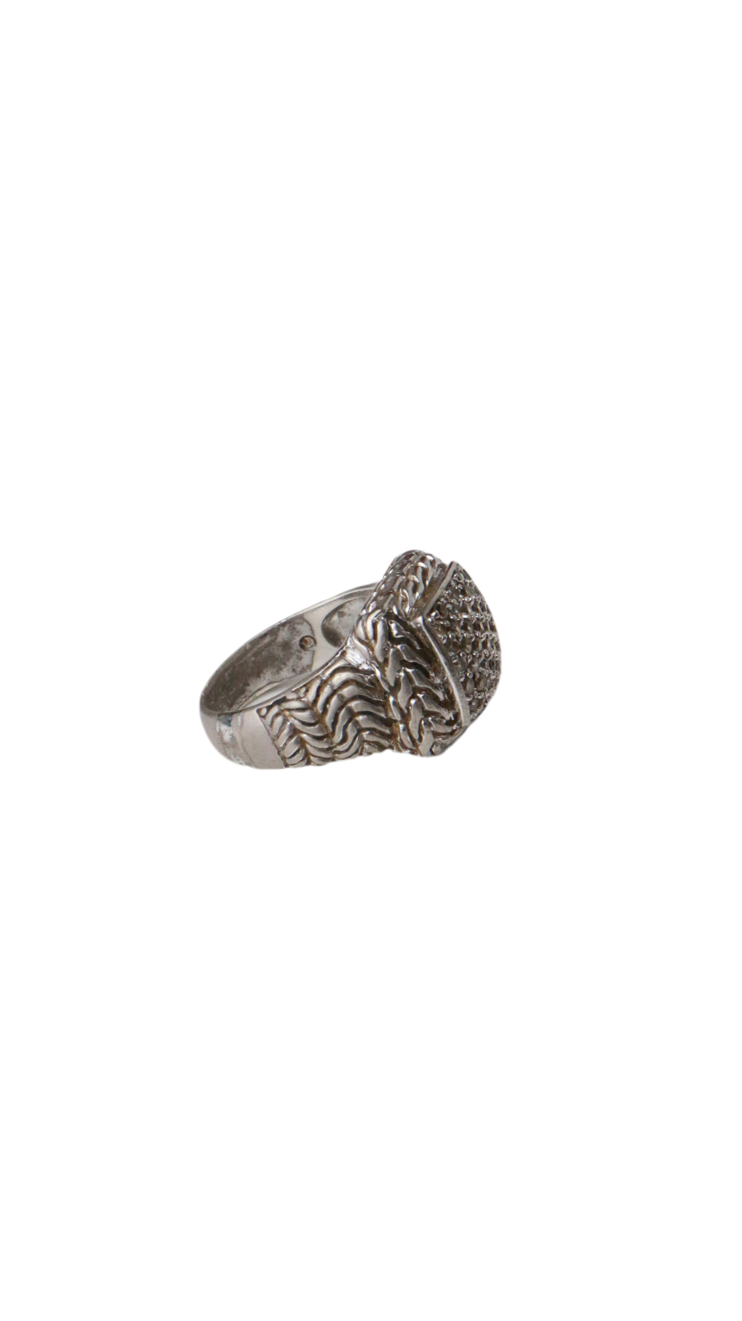 Chunky Sterling Silver 925 Crystal Cocktail Signet Ring