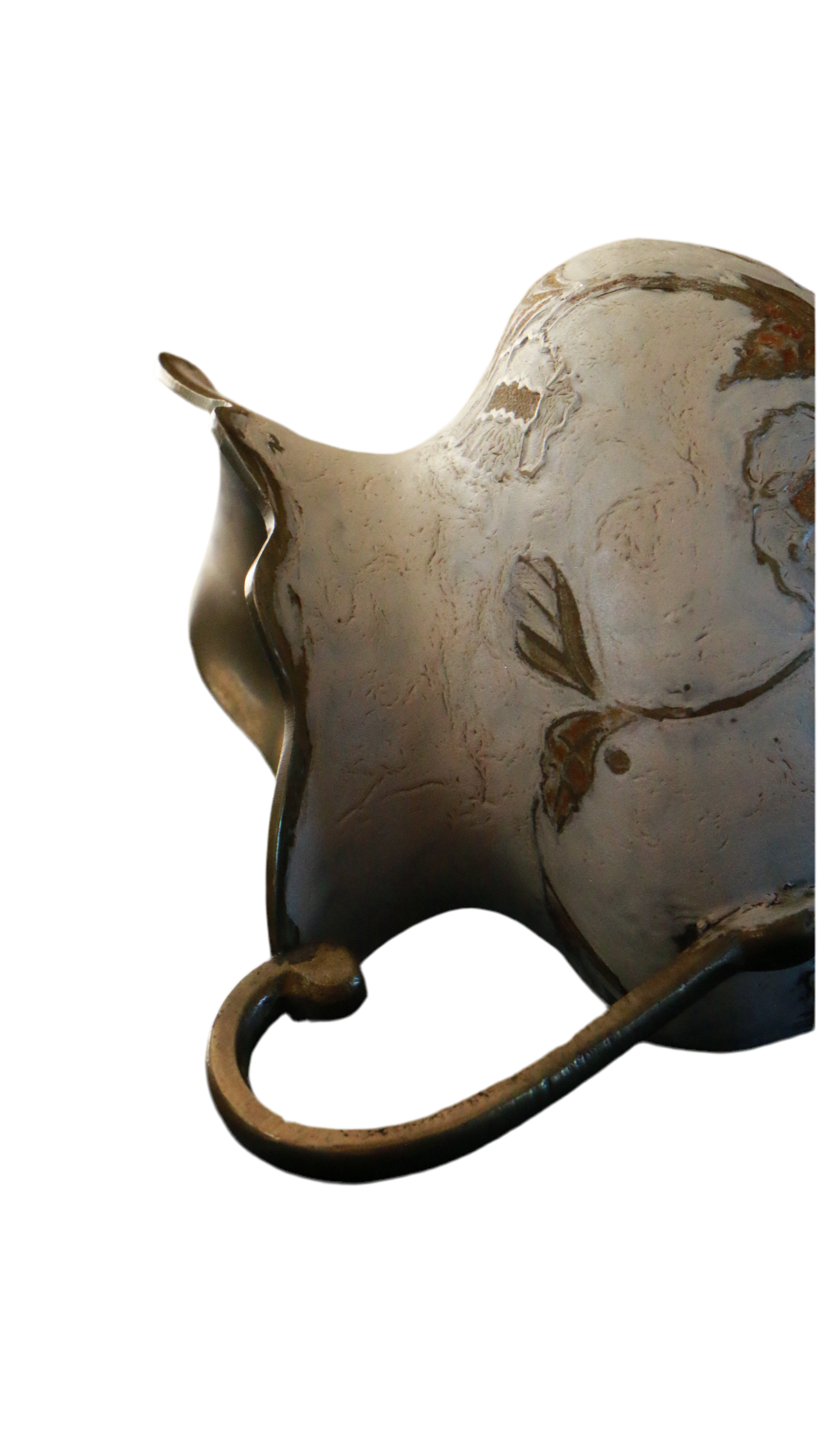 Vintage Handpainted Enamel Brass Pitcher