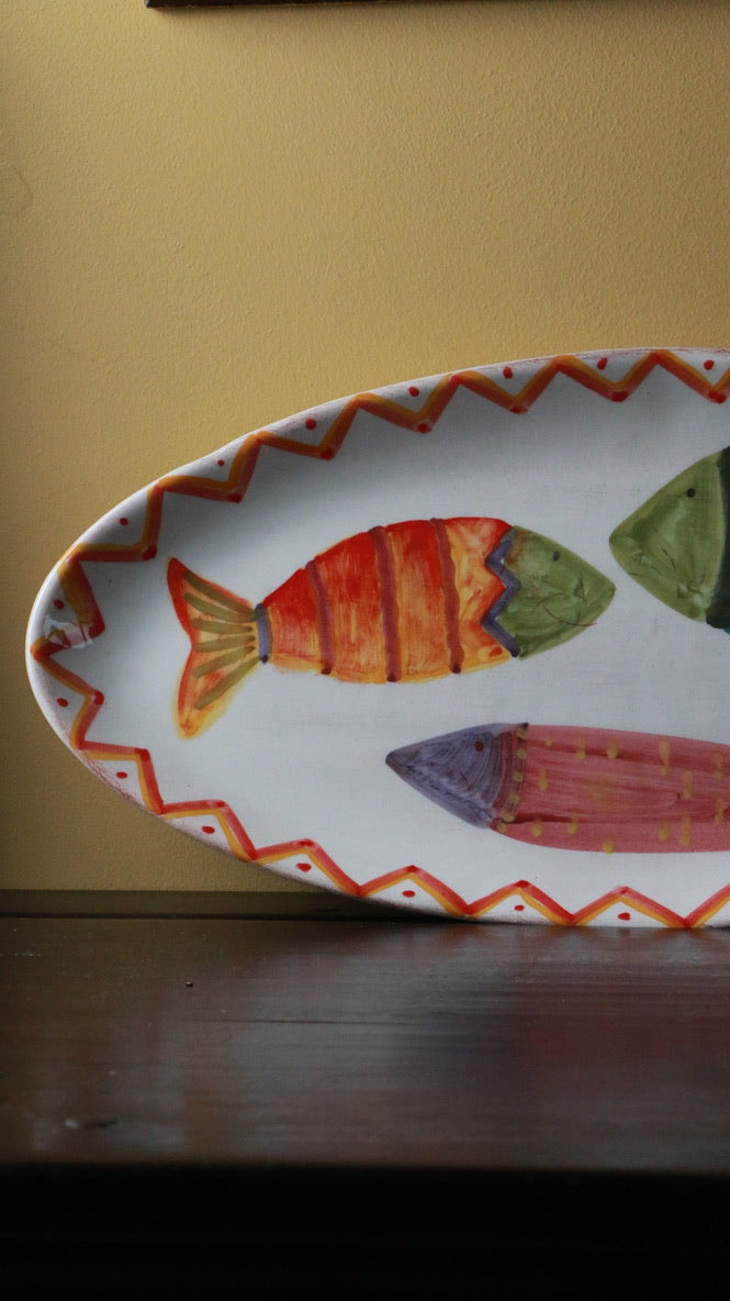 Hand-Painted Mid century modern Italian "Ceramiche Alfa" Fish Platter