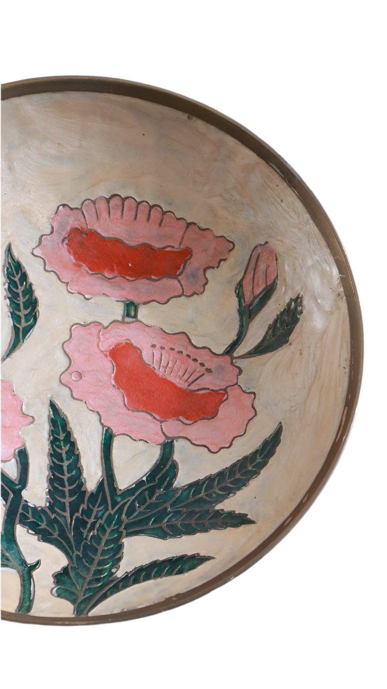 Vintage Hand-Painted Floral Pedestal Bowl