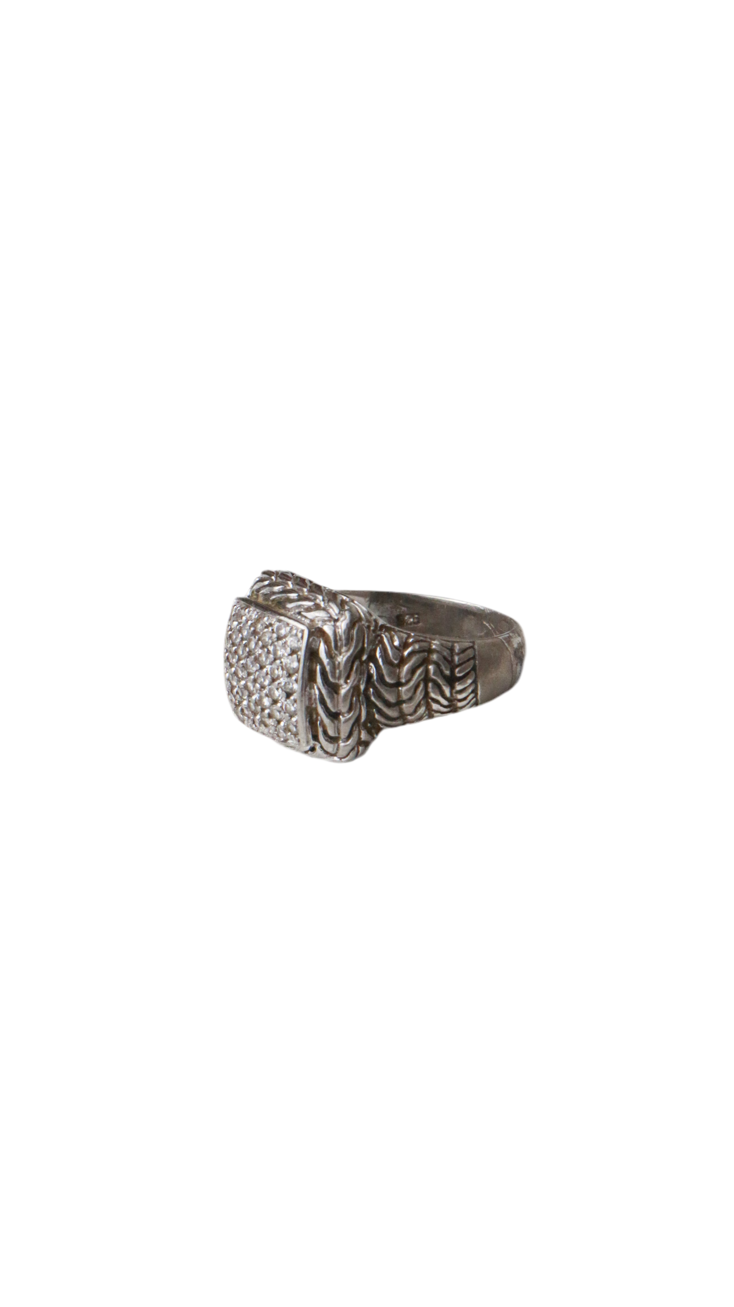 Chunky Sterling Silver 925 Crystal Cocktail Signet Ring