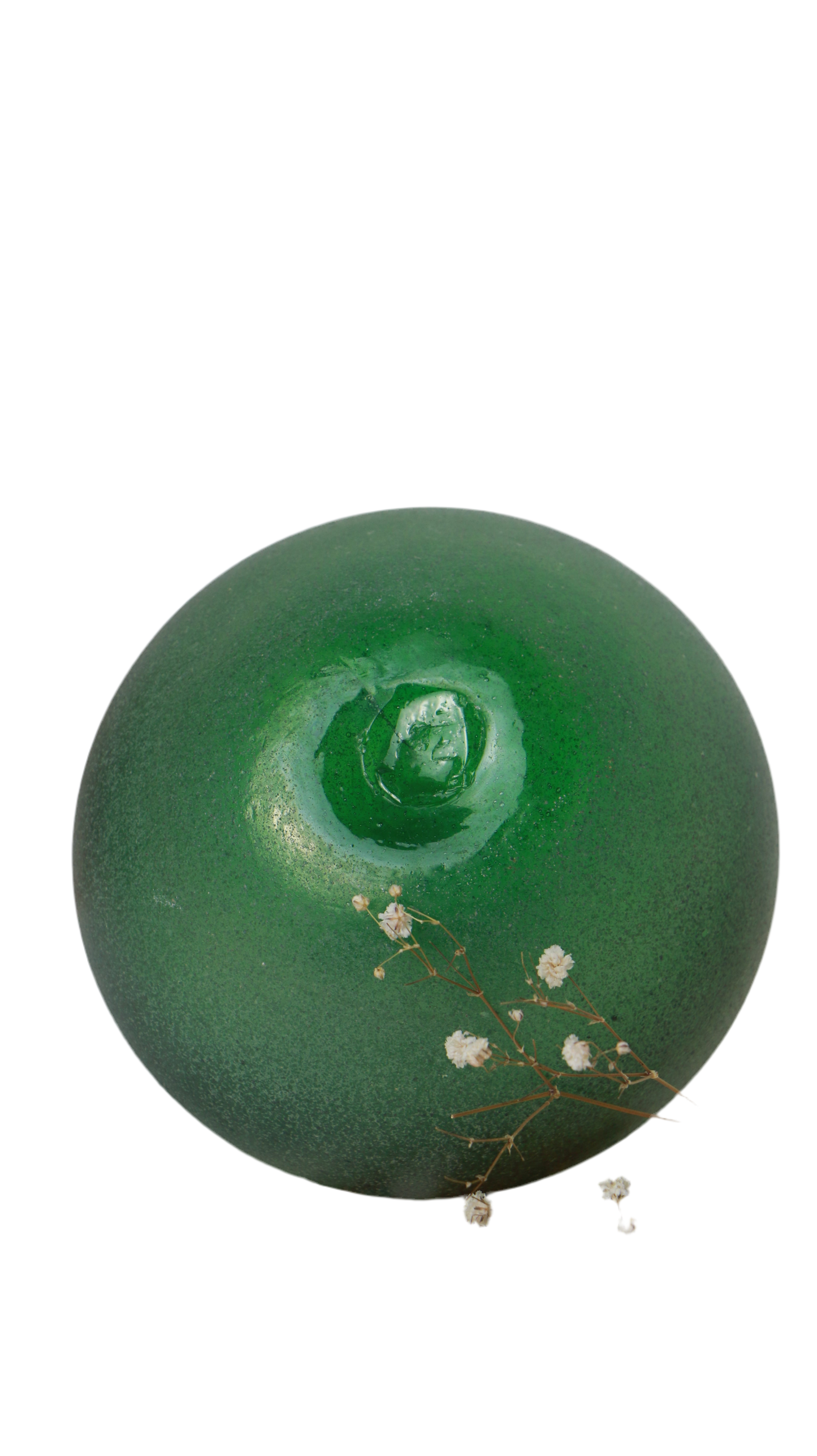 Art Deco Verde Green textured hand blown art Glass Vase
