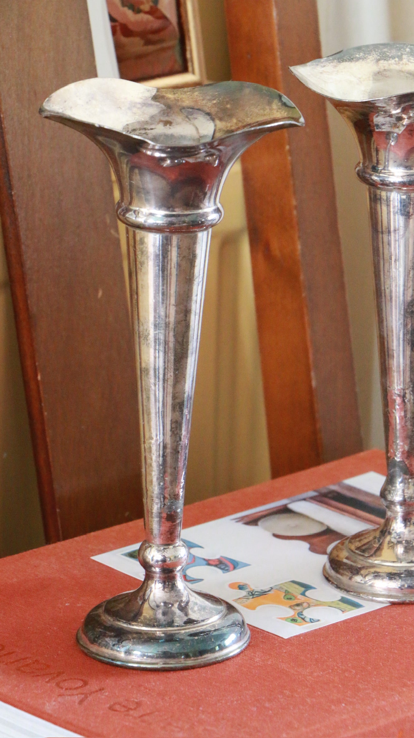 Pair of Antique Silver-Plated Trumpet Vases – Martin Hall & Co Ltd (Sheffield)