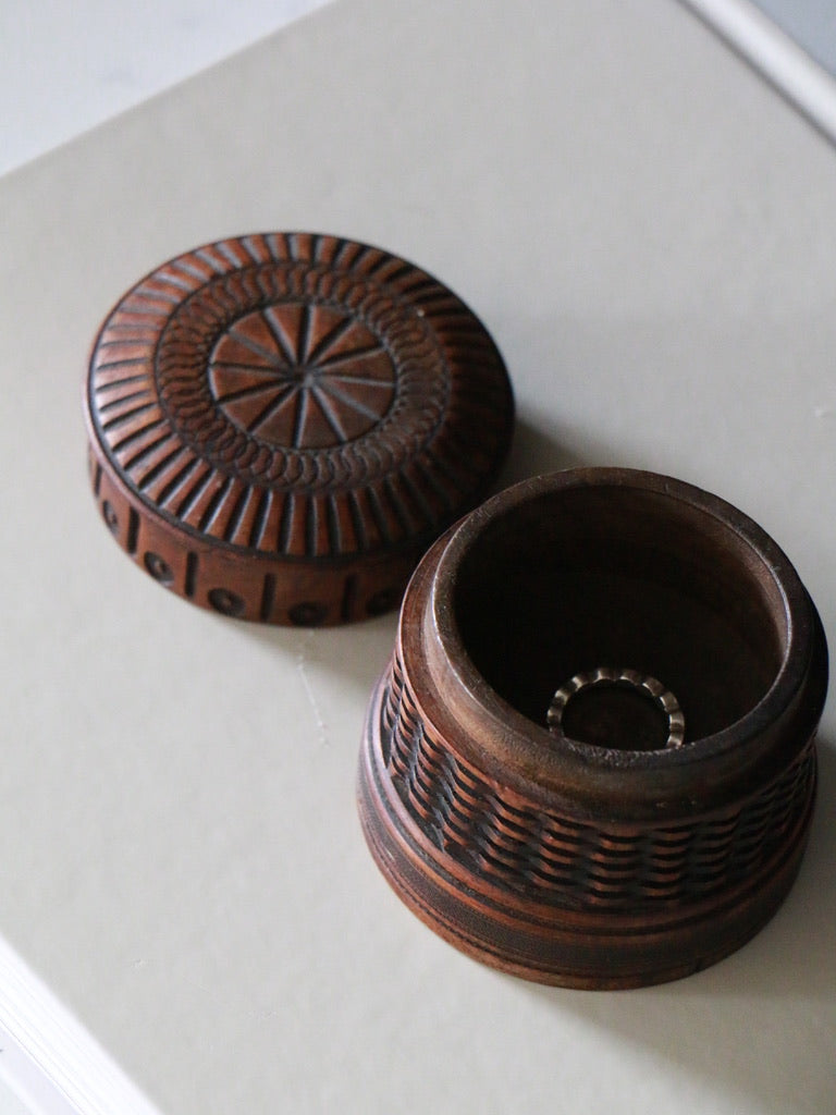 Vintage Hand-Carved Wooden Trinket Box