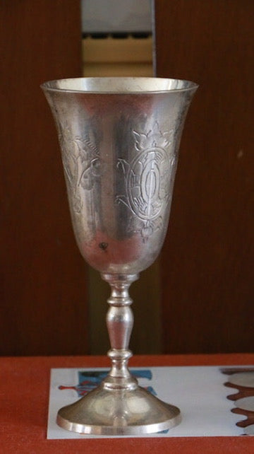 Vintage Silver-Plated Engraved Goblet