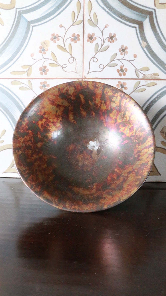 Vintage Copper Rustic Pedestal Bowl