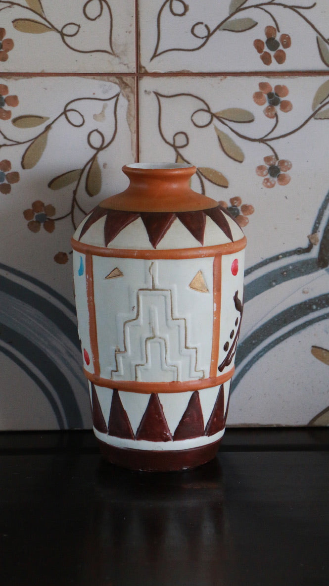 Vintage Hand-Painted Ceramic Art Deco Vase