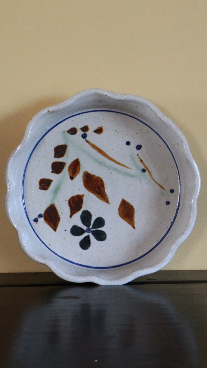 Vintage Hand-Painted Ceramic Pie Dish