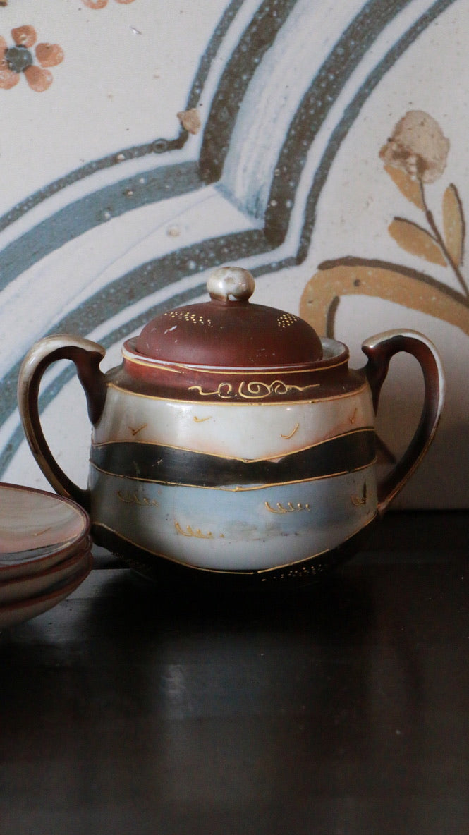Antique Japanese Oriental Hand-Painted Ceramic Tea Set