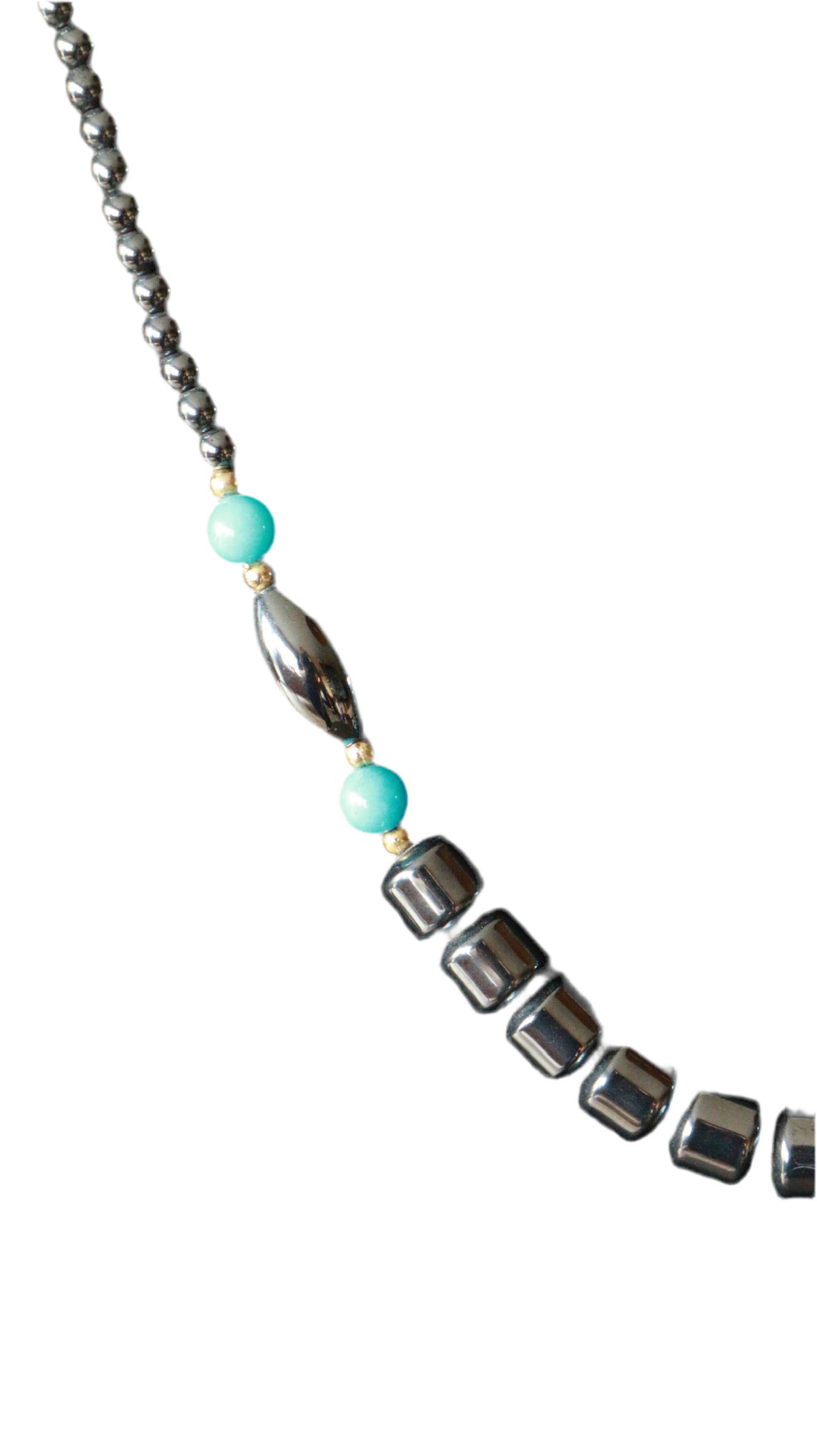 Vintage Black Hematite and Blue Turquoise Necklace