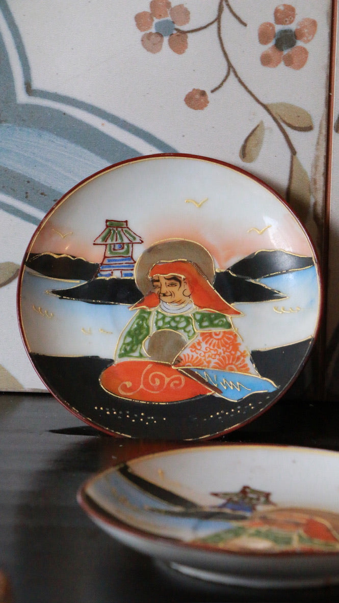 Antique Japanese Oriental Hand-Painted Ceramic Tea Set