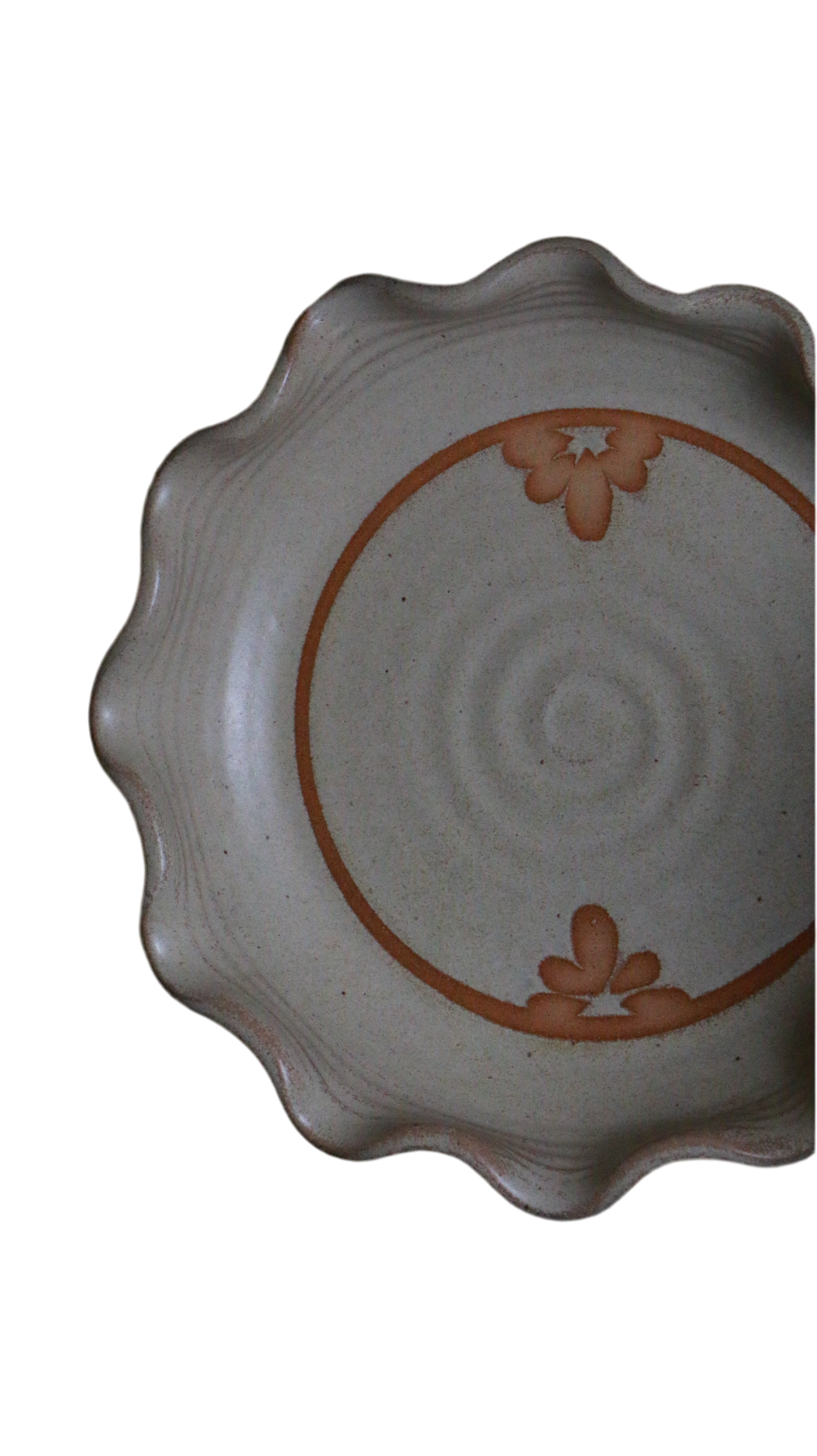Signed Studio Pottery Pie Dish with Scalloped Edges