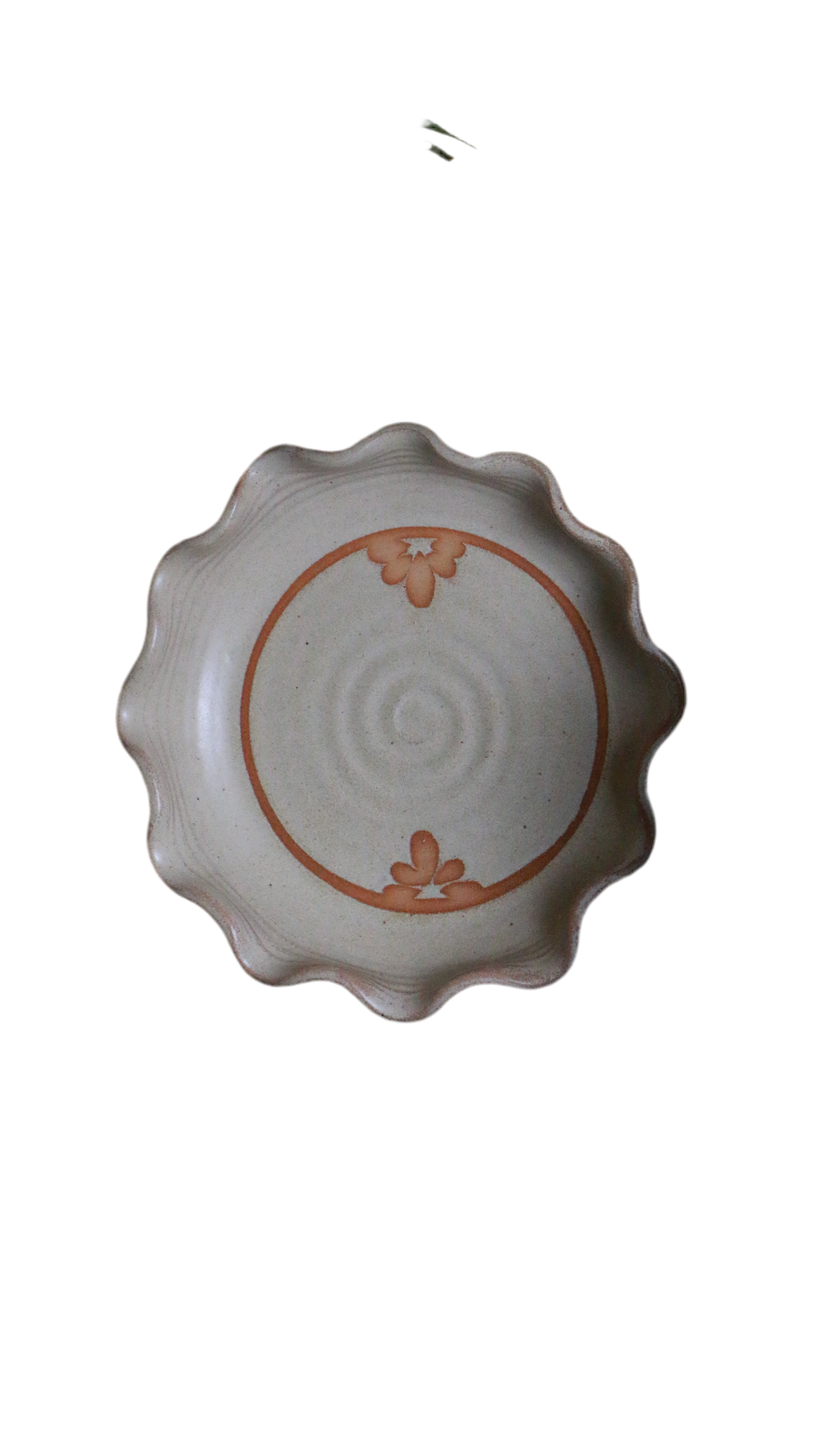 Signed Studio Pottery Pie Dish with Scalloped Edges