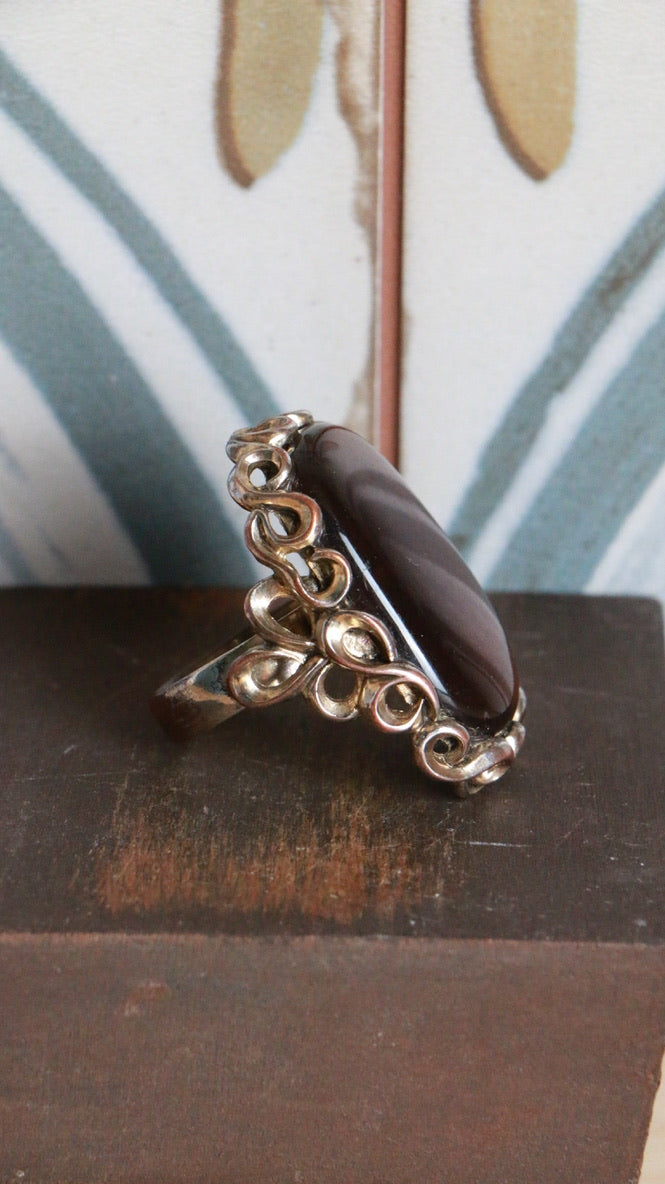 Vintage Amber Costume Ornate Statement Ring
