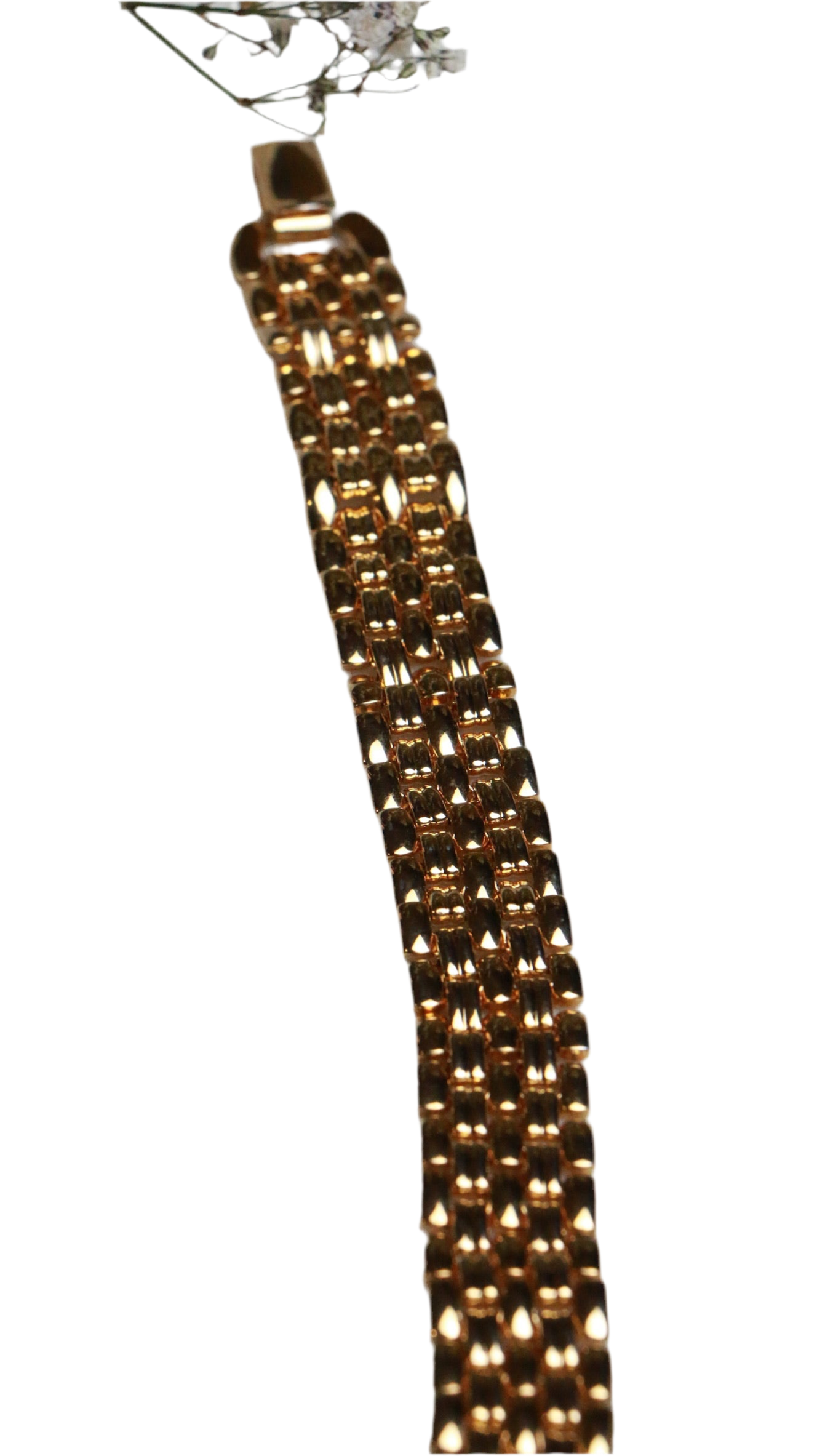 Vintage Gold-Tone Woven Mesh Statement Bracelet