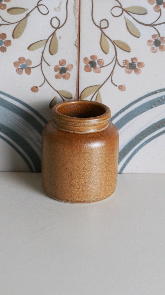 Vintage Stoneware Jar with Warm Brown Glaze