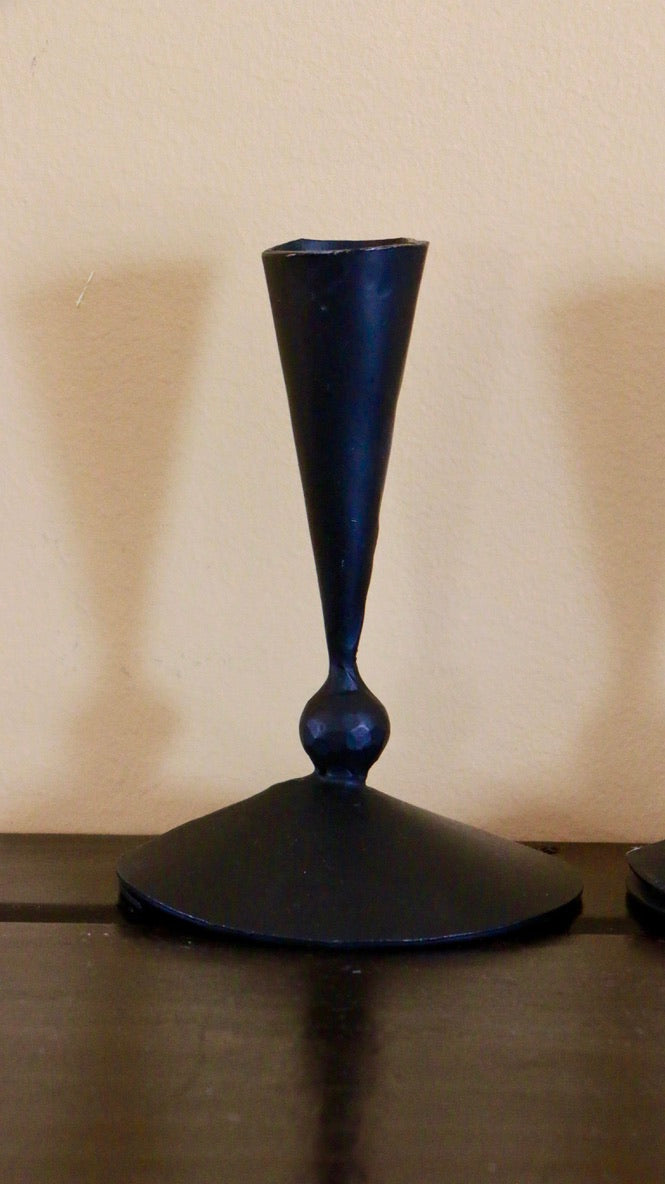 Modernist Hand-Forged Wrought Iron Candle Holders – Set of 2