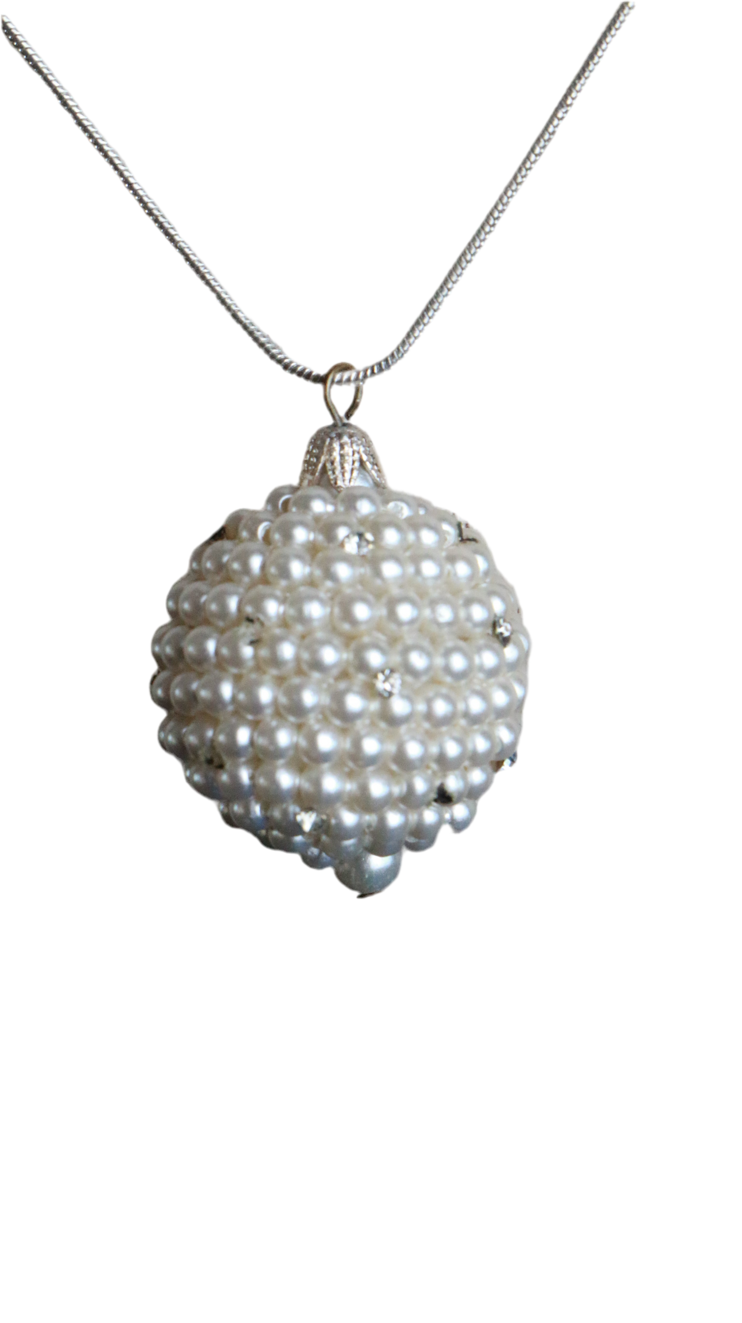 Vintage Pearl Cluster Sterling Silver Pendant Necklace