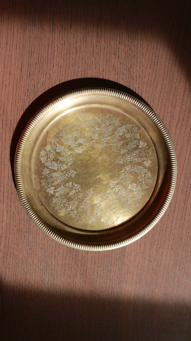Vintage Brass Carved Tray