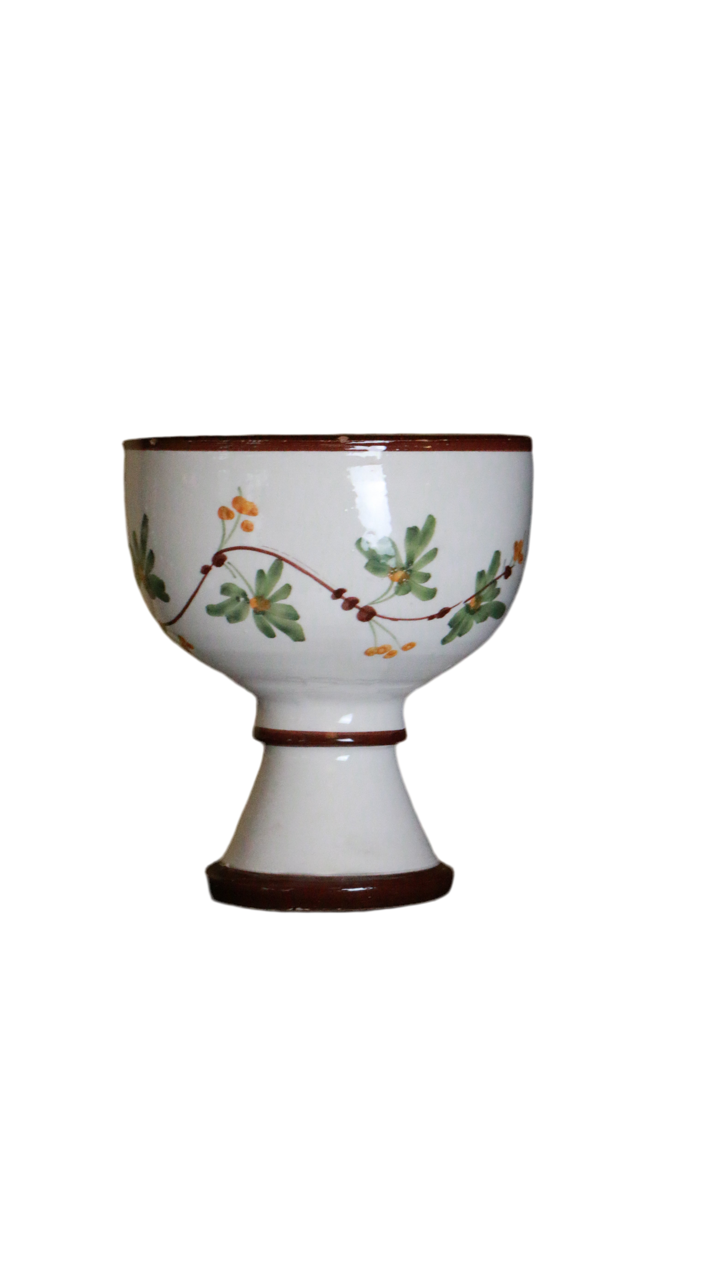 Hand Painted Floral Pedestal Pottery Bowl