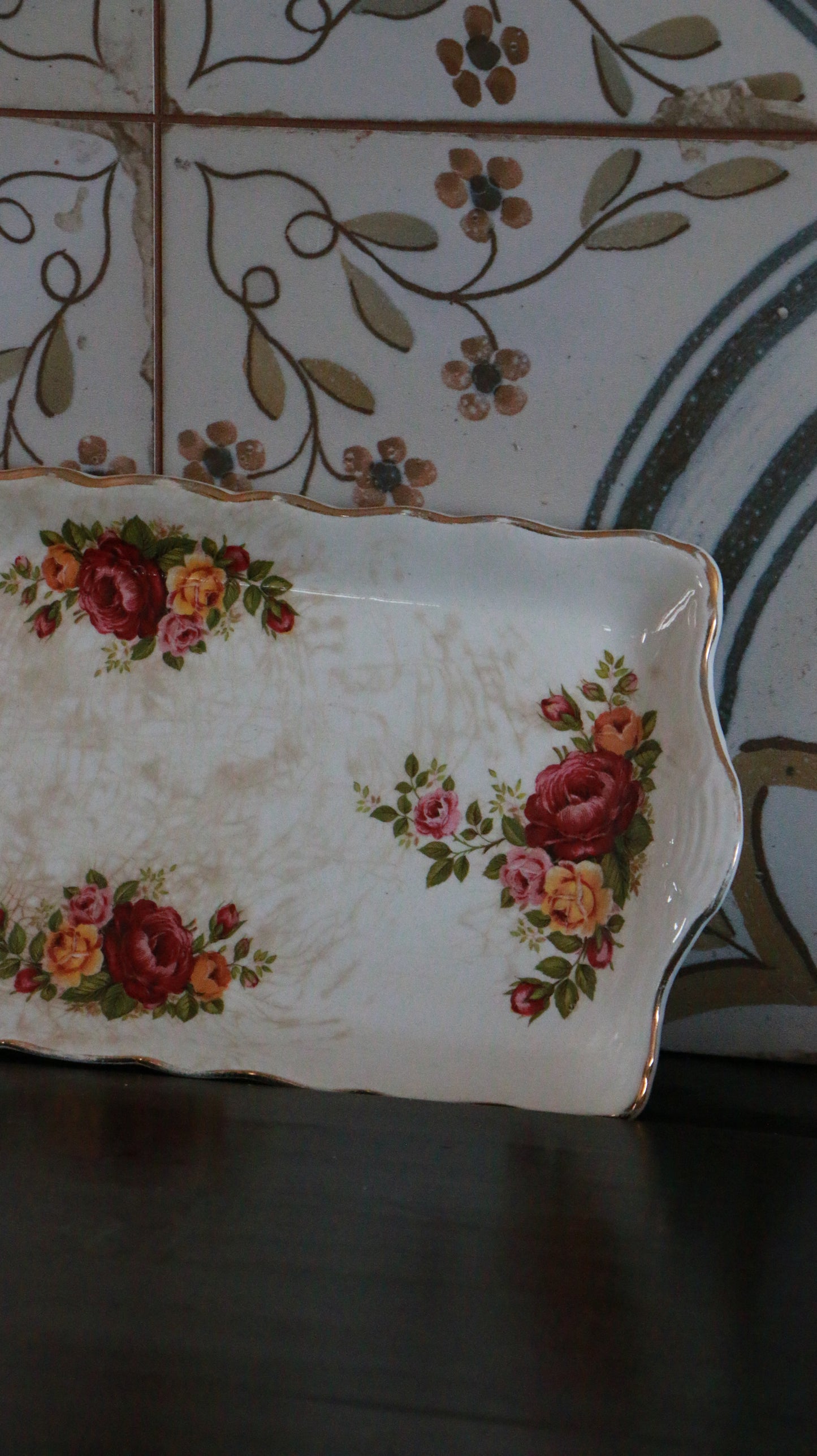 Old Foley James Kent Floral Cake Platter