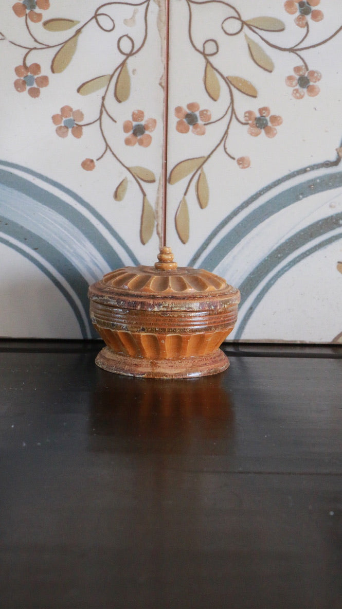 Vintage Wooden Carved Folk Art Trinket Box