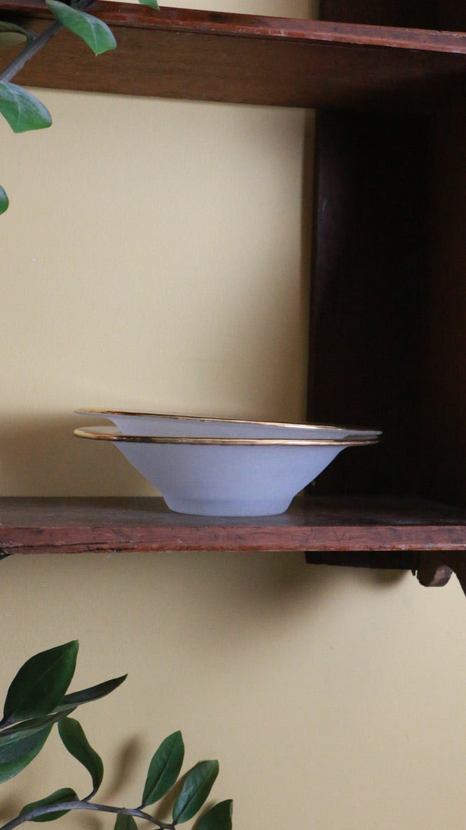 Vintage Frosted Glass Bowls with Gold Rim – Set of Two