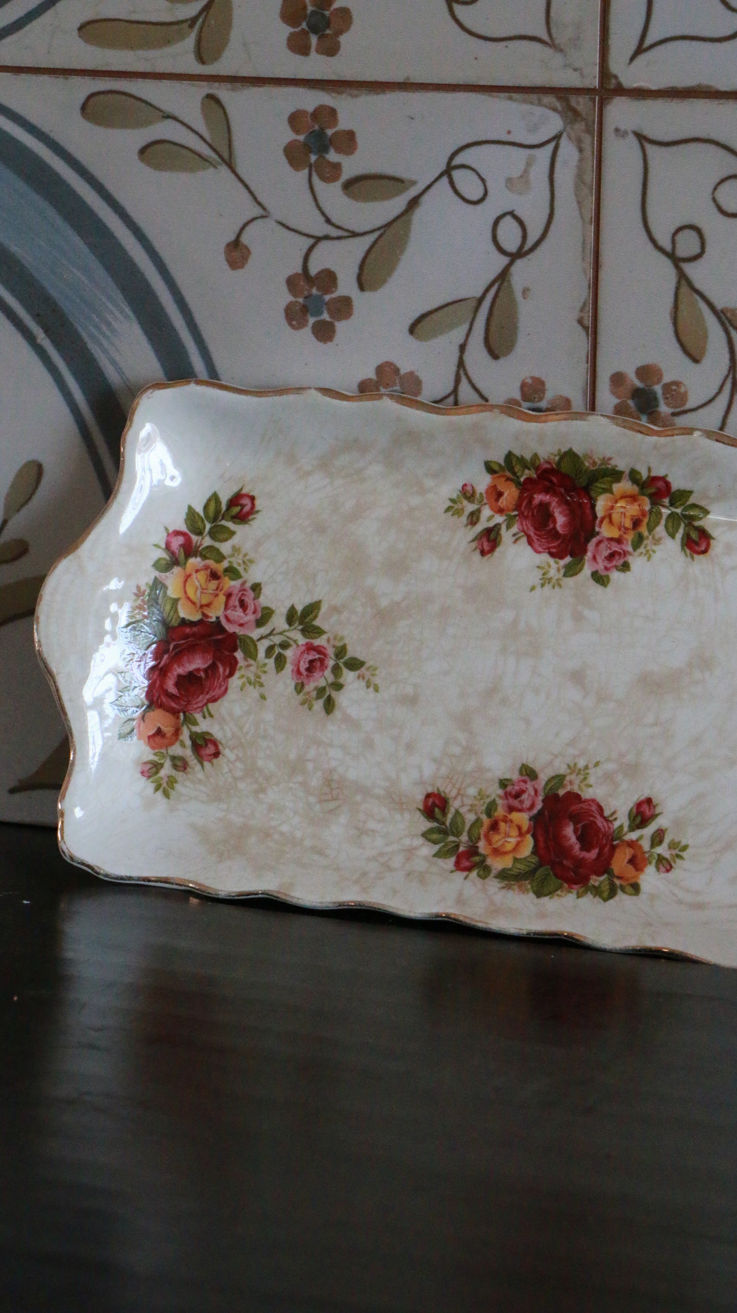 Old Foley James Kent Floral Cake Platter