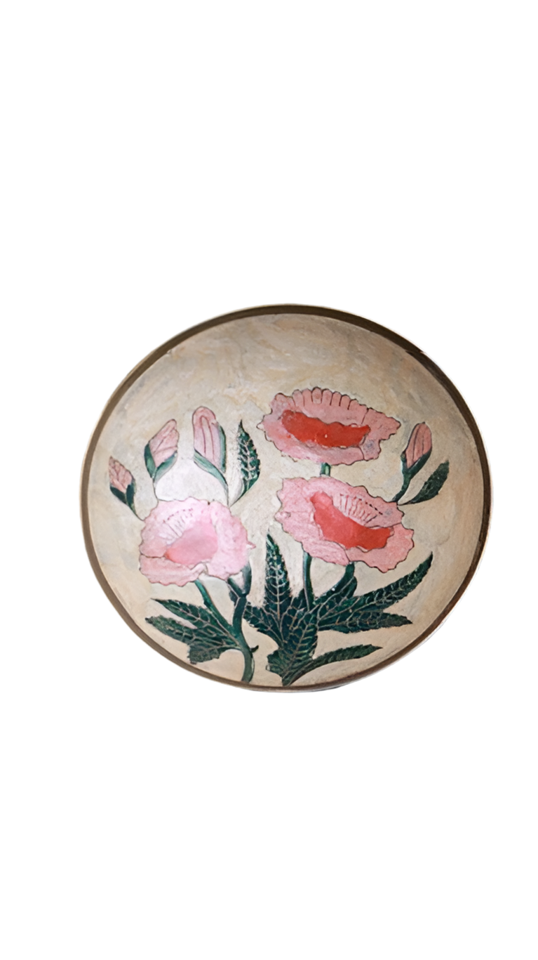 Vintage Hand-Painted Floral Pedestal Bowl