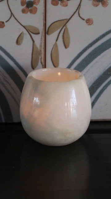 VINTAGE MARBLE ROUND TEALIGHT CANDLE HOLDER