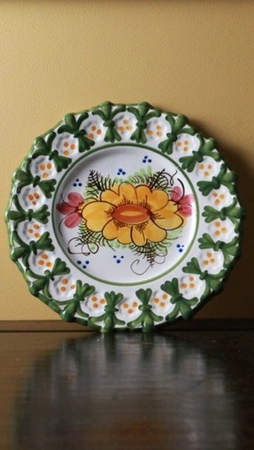 Hand-Painted Vintage Ceramic Wall Plate – Floral Folk Art