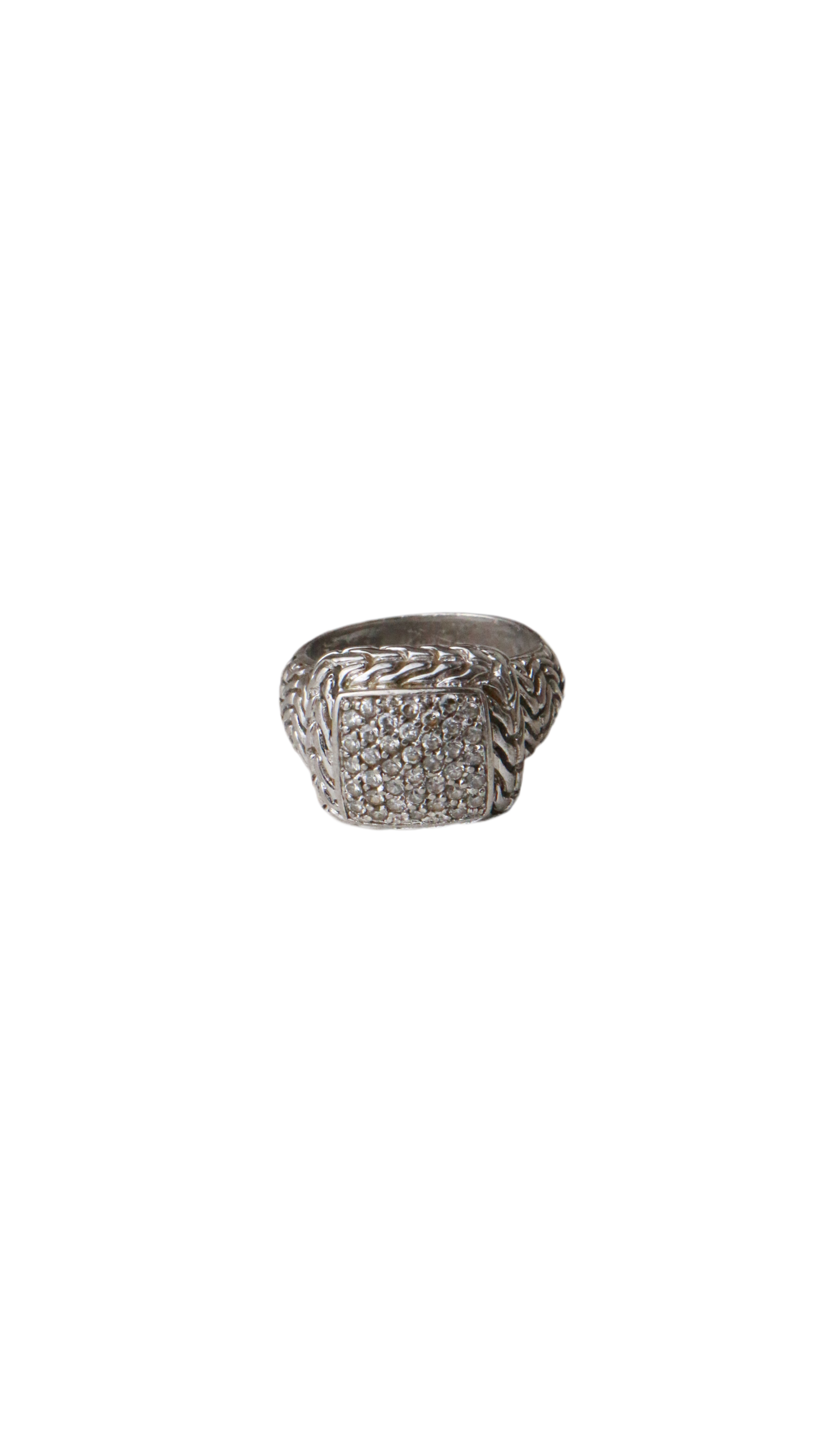 Chunky Sterling Silver 925 Crystal Cocktail Signet Ring