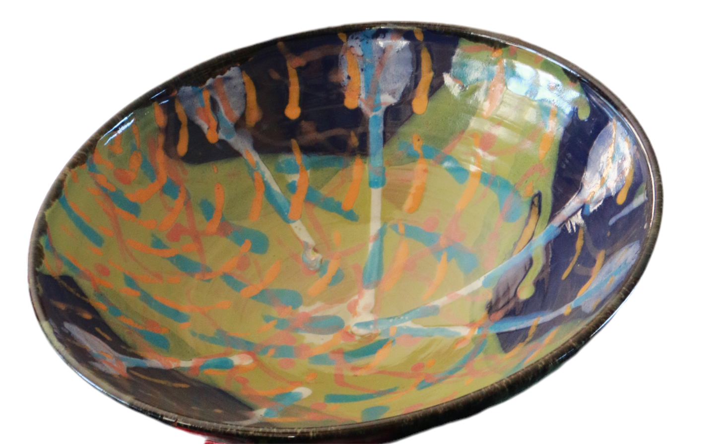 Hand-Painted Colorful Pottery Bowl