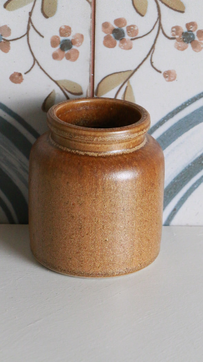 Vintage Stoneware Jar with Warm Brown Glaze