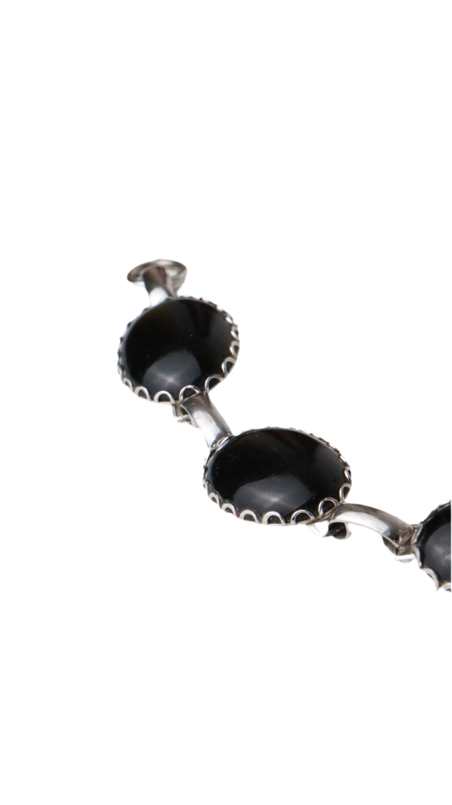 Vintage Silver Tone Black Onyx Bracelet