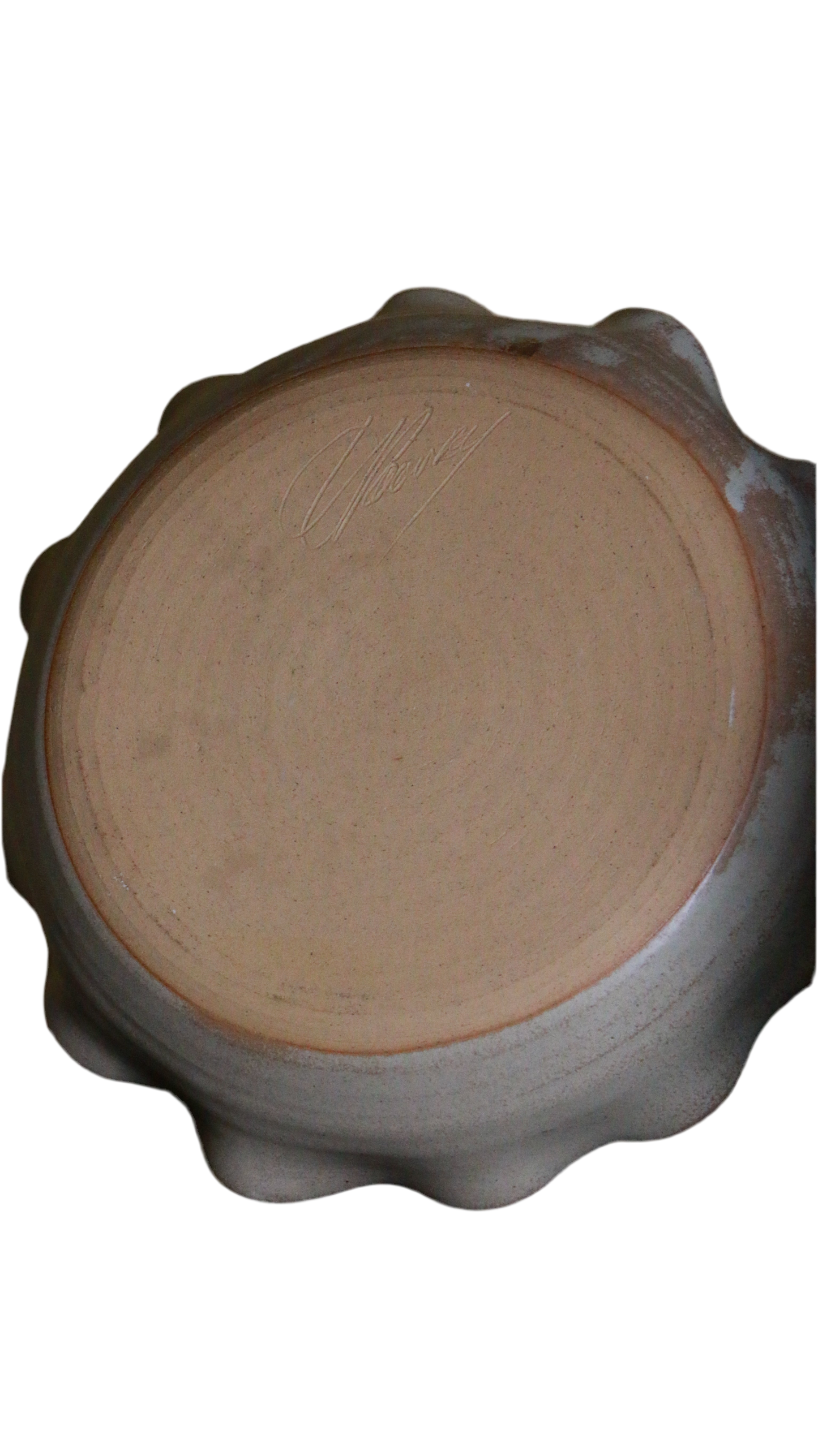 Signed Studio Pottery Pie Dish with Scalloped Edges