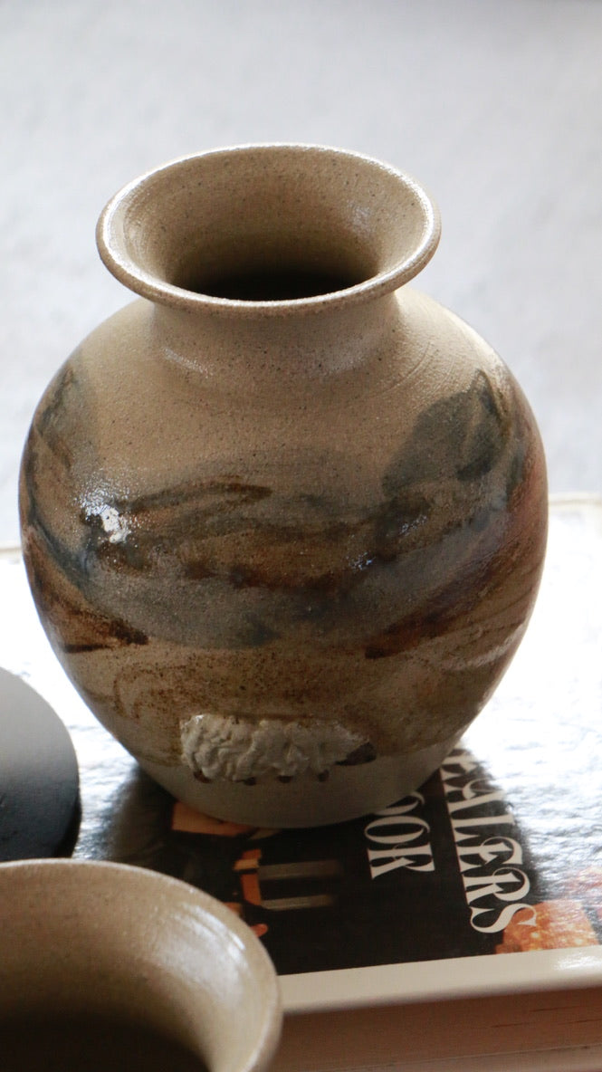 Vintage Arran Pottery Stoneware Vases – “Mountains & Sheep Landscape” (Pair)